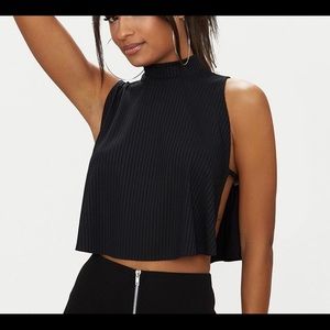 Black high neck rib side split